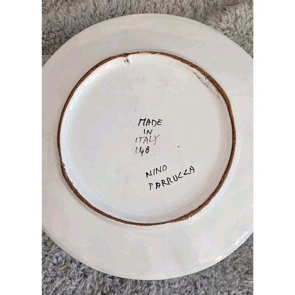 Nino Parrucca Pottery Modernist Plate 8.5" Made in‎ Italy #148 Grape Harvest - Picture 2 of 3
